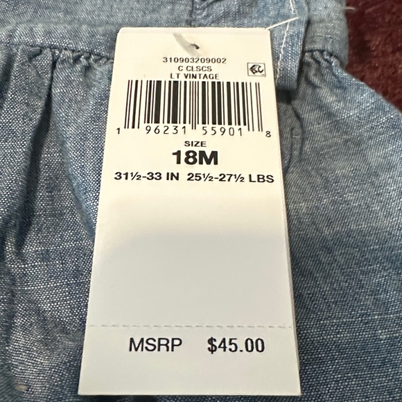 🆕 RALPH LAUREN BABY SLEEVELESS CHAMBRAY RUFFLE SHORTALL-DENIM LIGHT
RALPH LAUREN - Picture 3 of 3